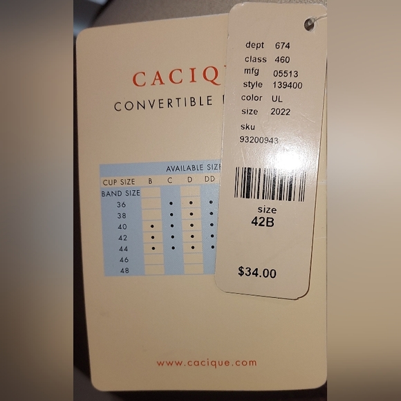 Cacique Brown Convertible Plunge Bra NWT Flawed - Picture 5 of 7